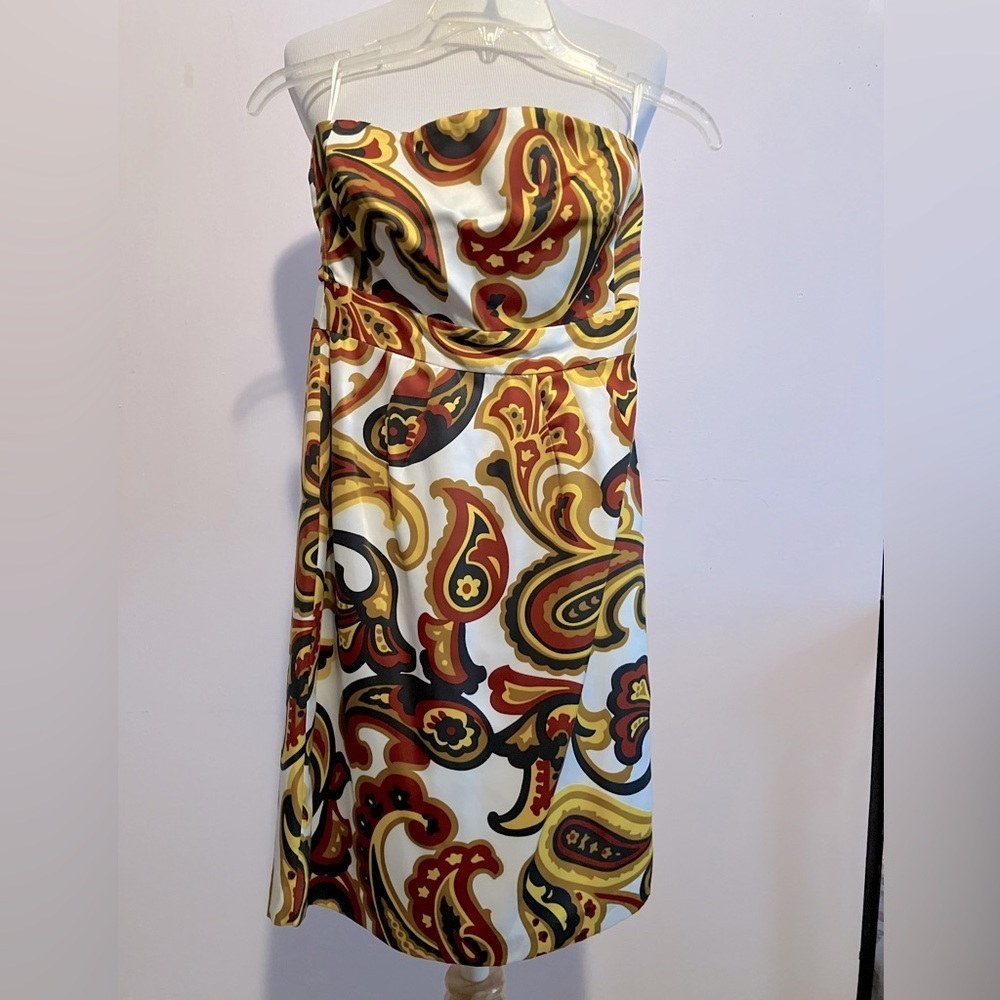 Women’s Strapless Mini Dress, Size 0P, Yellow/Gold/Black, Banana Republic